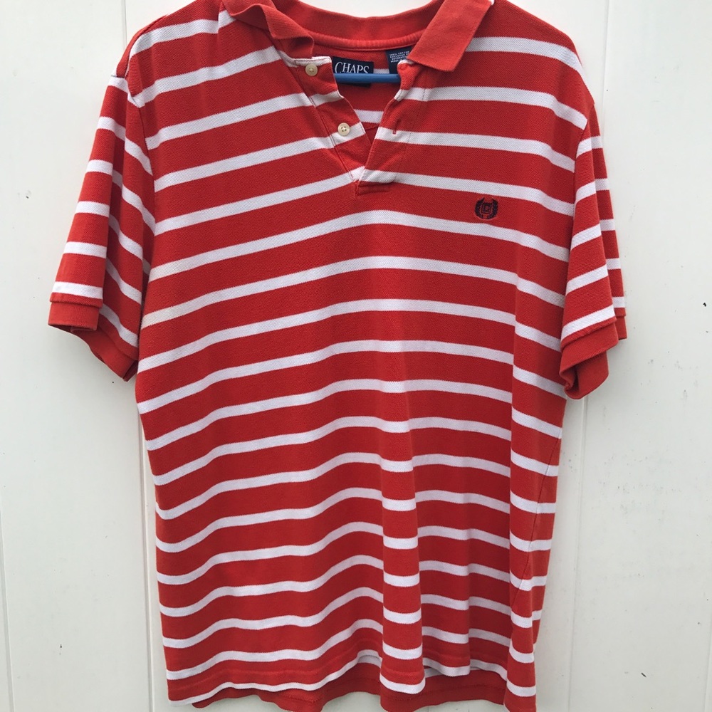 Chaps orange and white polo