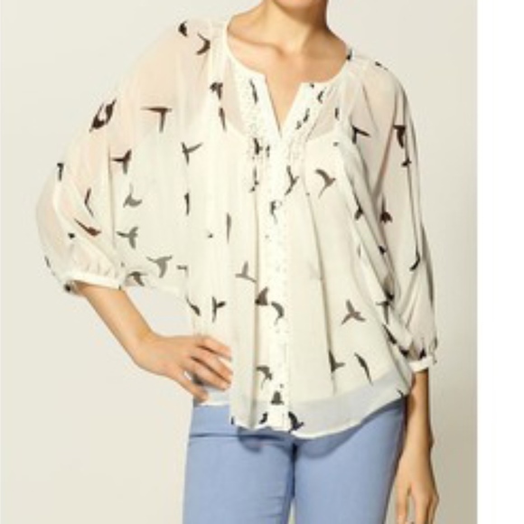 Daniel Rainn Tops - Black Rainn Boho Cream Take Flight Top Blouse