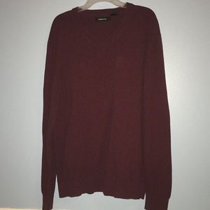 Burgundy V-neck sweater