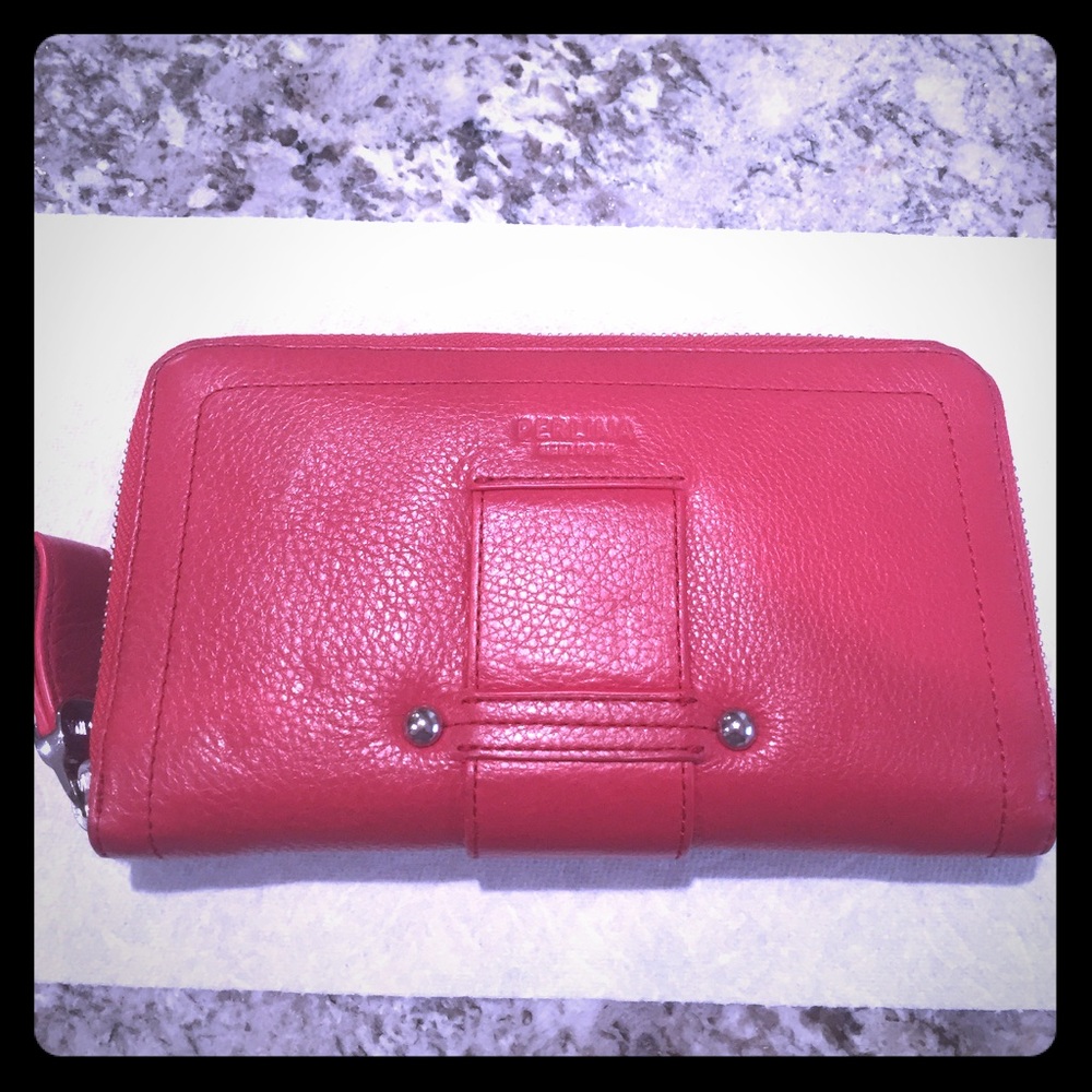 Coral Colored Zippered Wallet