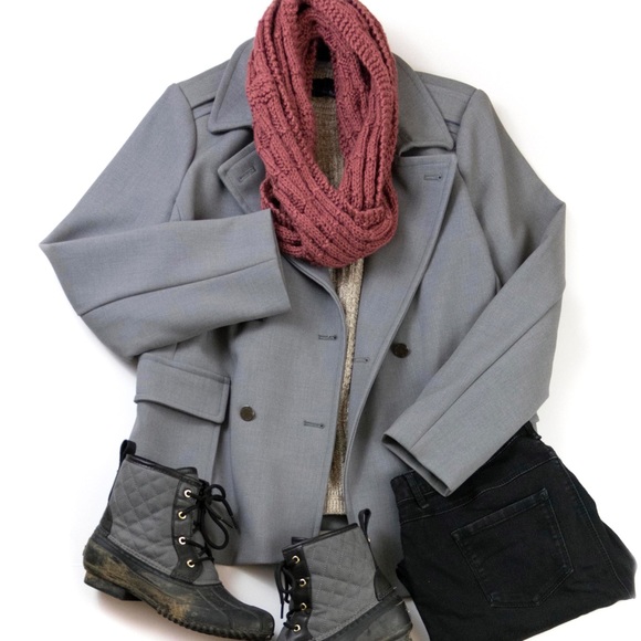 Liz Claiborne Jackets & Blazers - Liz Claiborne Grey Double Breasted Peacoat XL