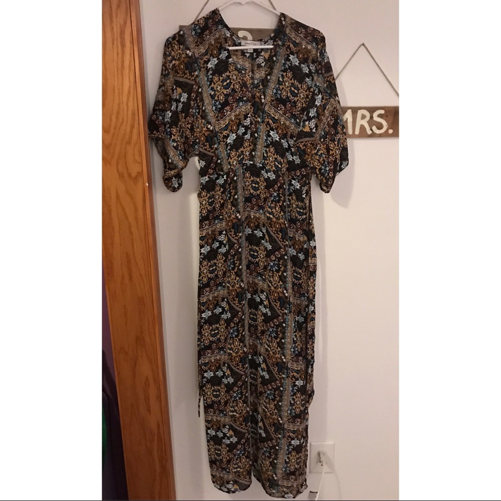Floral kimono style maxi dress