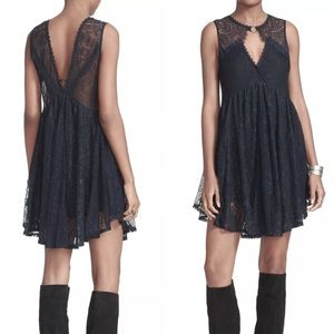 FP Free People Don't You Dare Black Lace Dress