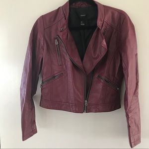 Faux Leather Burgundy Moto Jacket