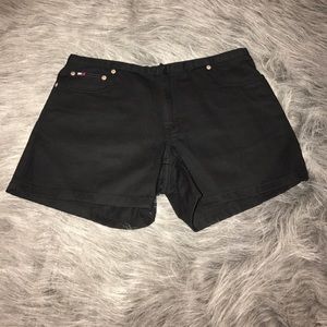 TOMMY HILFIGER  black denim shorts.