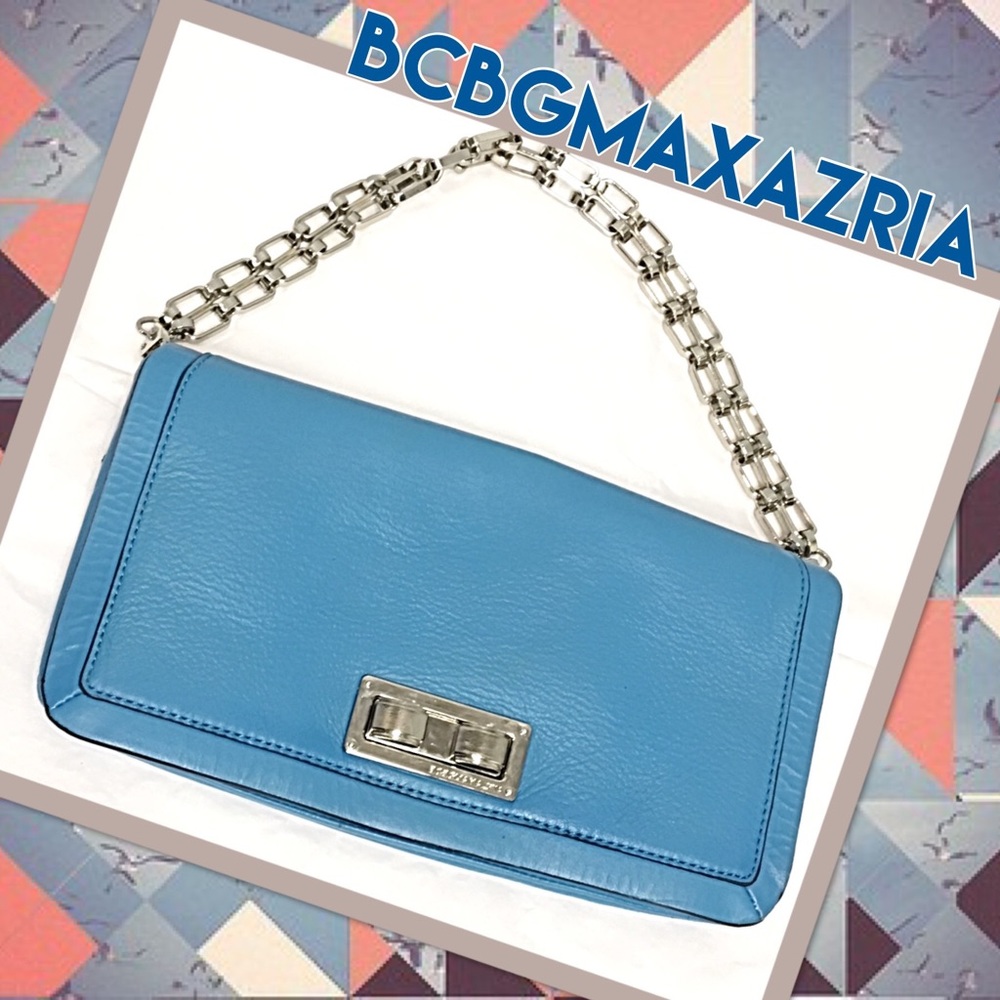 BCBGMAXAZRIA Convertible Purse/Clutch Blue Leather