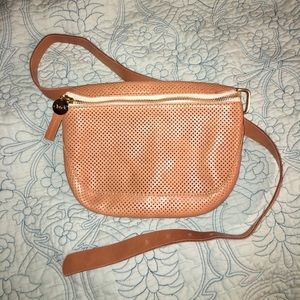 Clare V.  Belted leather clutch