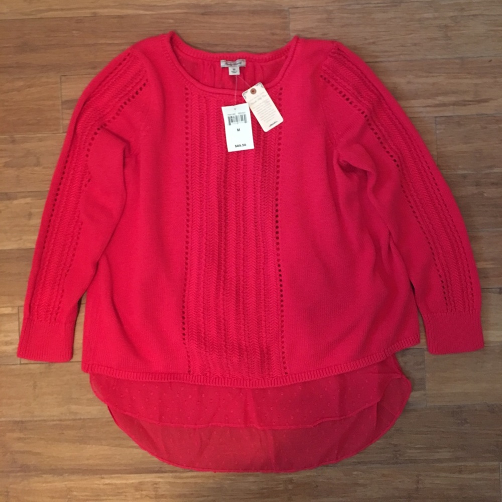NWT Lucky Brand Pink Crew Neck Sweater