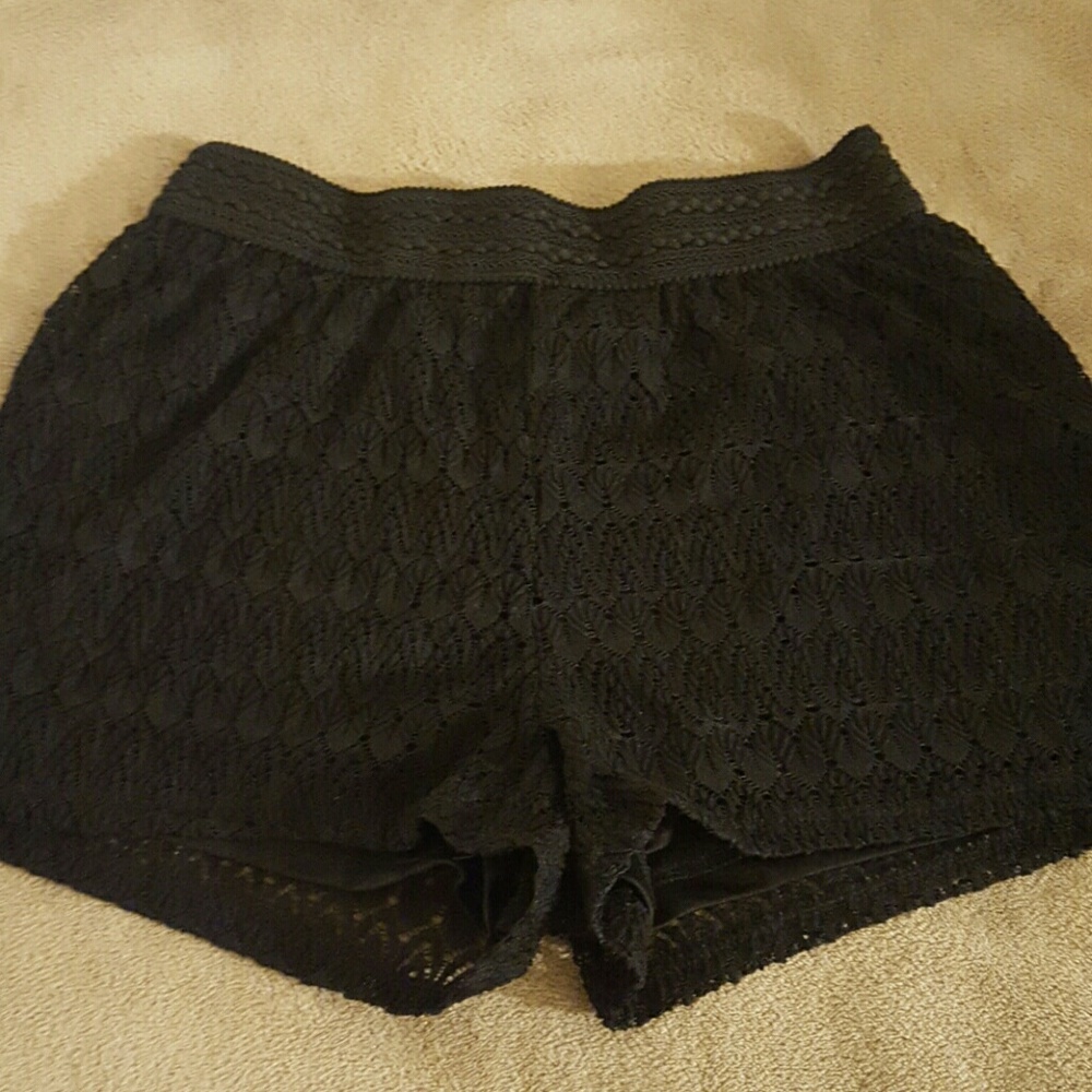 Black knitted style shorts