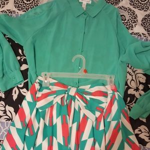 Cold shoulder top and Bow skirt