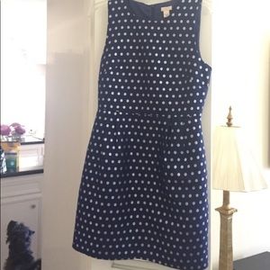 J. Crew Blue & Silver Polka Dot Dress