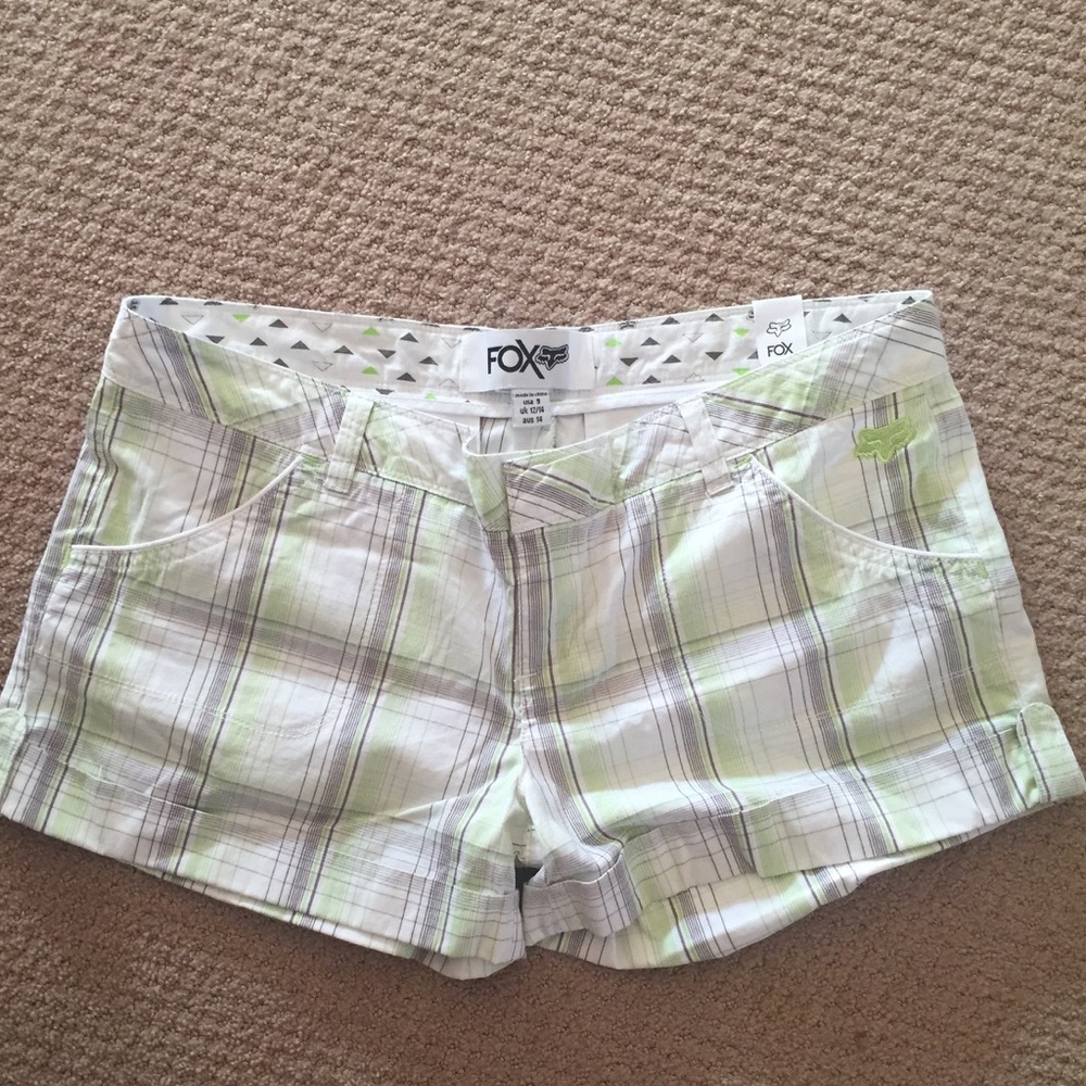 Fox Green White Plaid Shorts