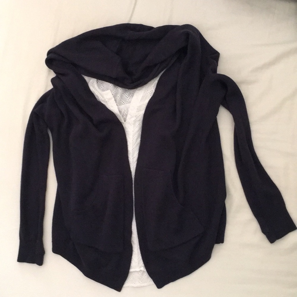Lululemon Navy wrap sweater w/ hood