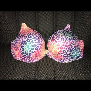 VS Pink Rainbow Cheetah Push Up Bra