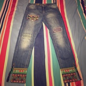 Desigual Distinctive Colorful Embroidered Jeans