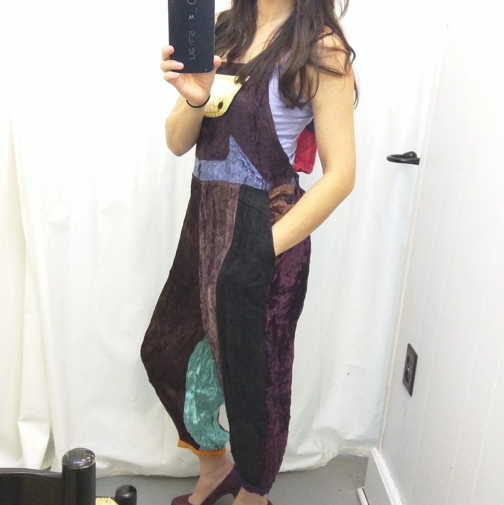 Velvet Overalls by Sacred Threads Ties in Back