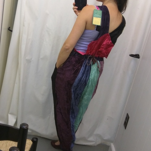 Velvet Overalls by Sacred Threads Ties in Back - Picture 2 of 6