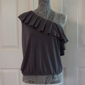 American Eagle Grey One Shoulder Top Size XL