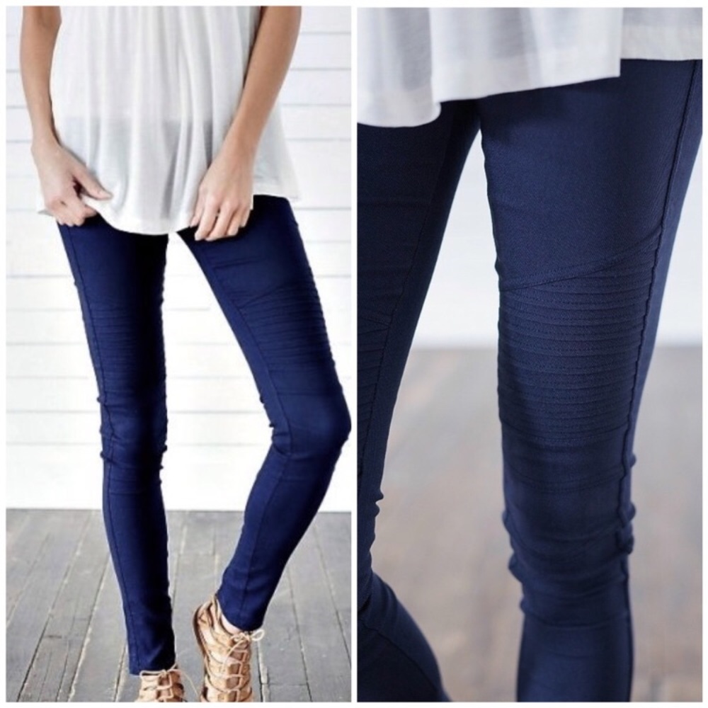 Black MOTO Leggings Stretchy Pants Jeggings ZIPPER - Picture 8 of 8