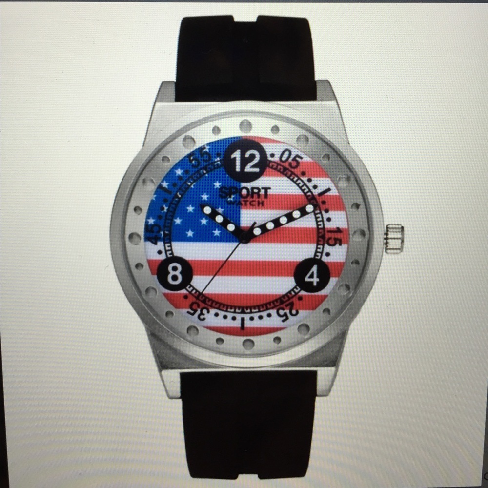 Sport Quartz Analog American Flag Watch/New