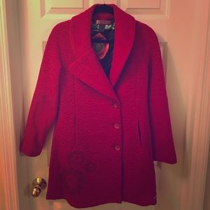 Desigual Red Medium Length Peacoat