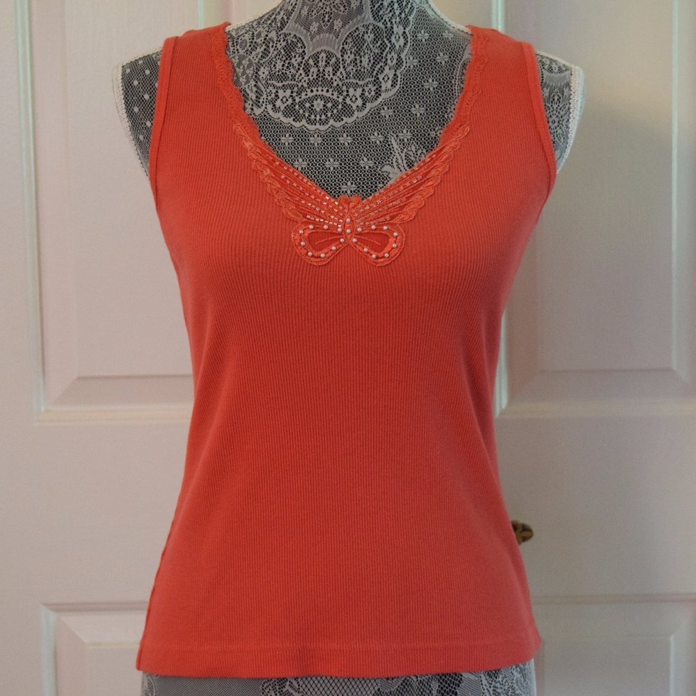 Coral Fashion Bug Ribbed Tank Size Large