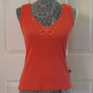 Coral Fashion Bug Ribbed Tank Size Large