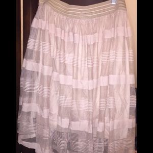 Nude Tulle Striped Skirt!
