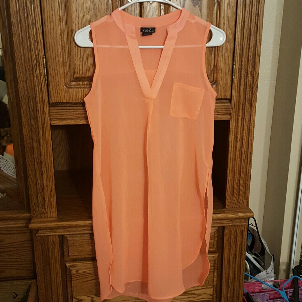 Peachy Orange sheer top