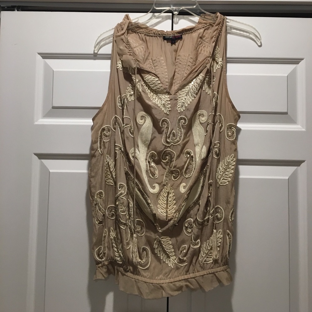 Gold squin silky top from Anthropologie size L