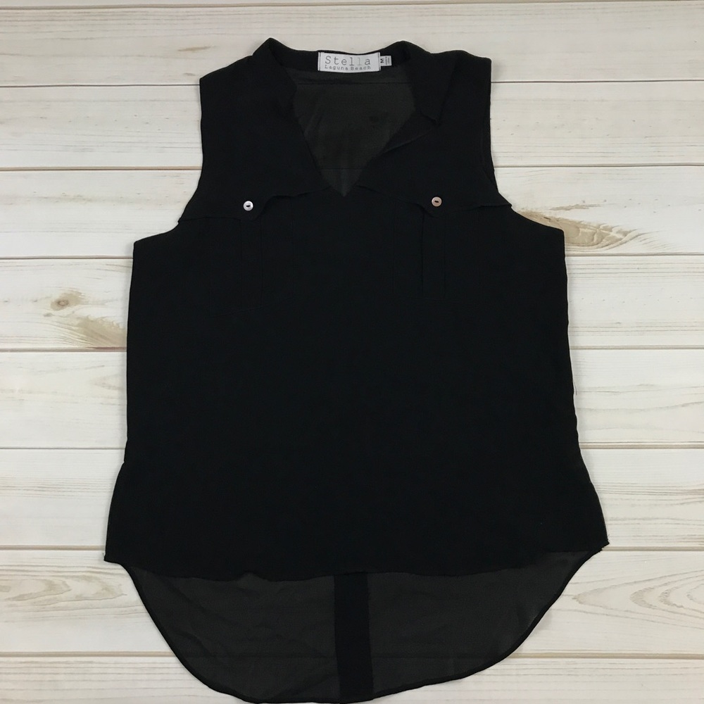 Stella Laguna Beach Black Sheer Tank Top (Medium)