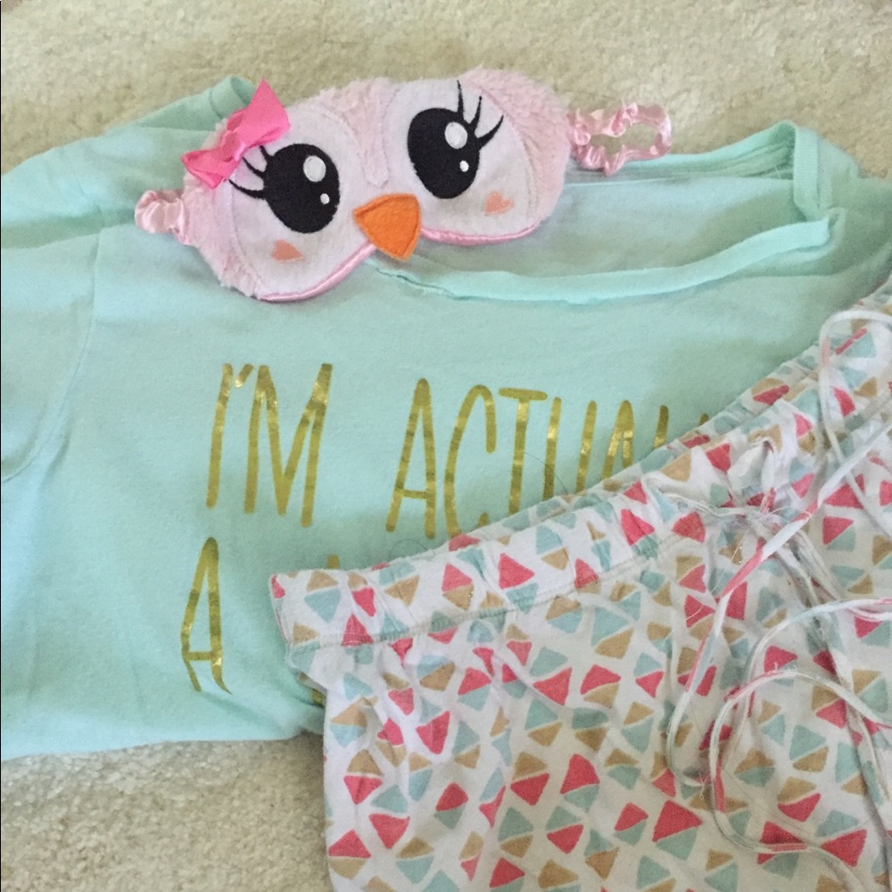 Pink owl sleep mask