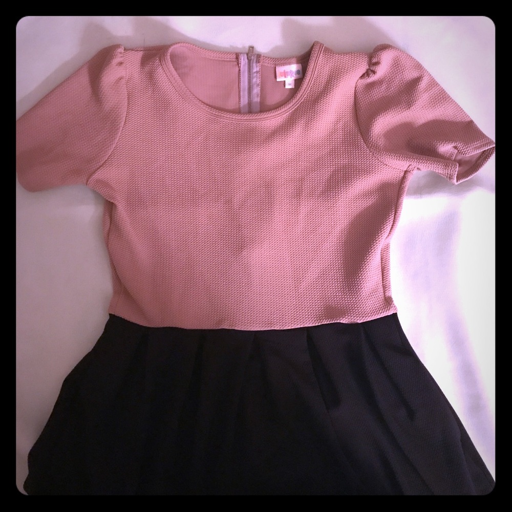 Lularoe Amelia Black and Tan colorblock dress
