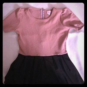 Lularoe Amelia Black and Tan colorblock dress