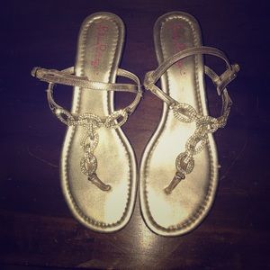 Lilly Pulitzer gold sandals