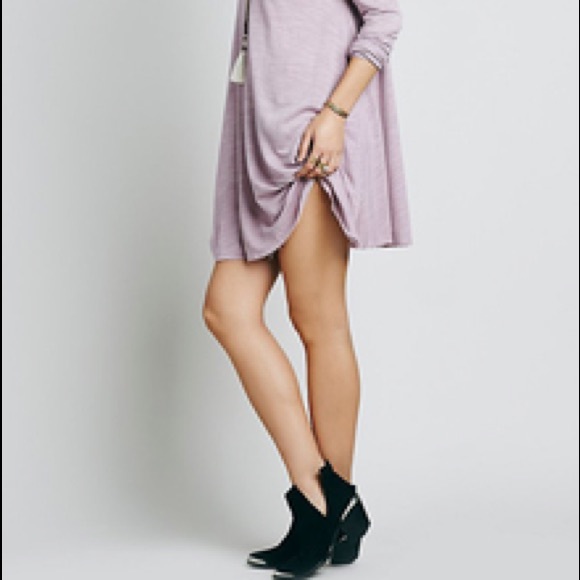 Longsleeve Swing DRESS Tee T-Shirt NEW Purple Grey - Picture 3 of 5
