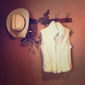 White faux fur vest, size Small