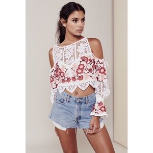 For Love and Lemons Cecelia Crop Top, White