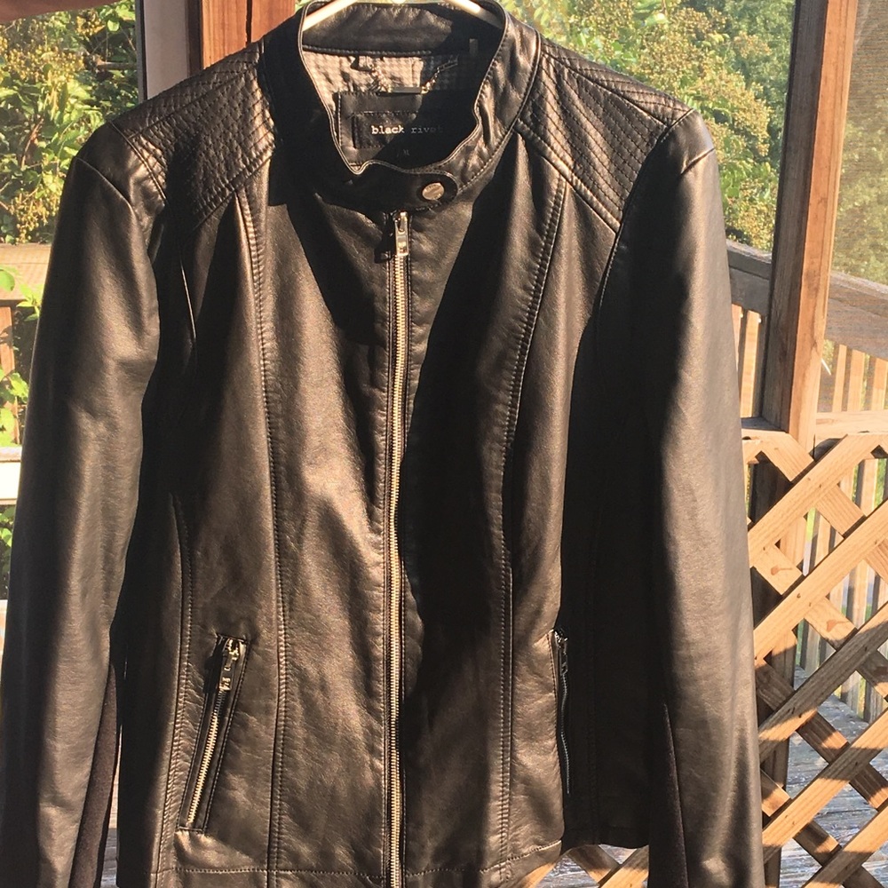 Light weight black leather coat.