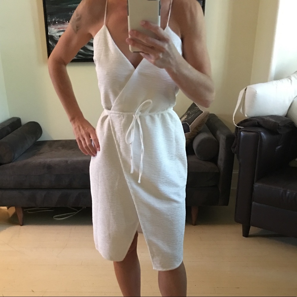 White crepe wrap dress
