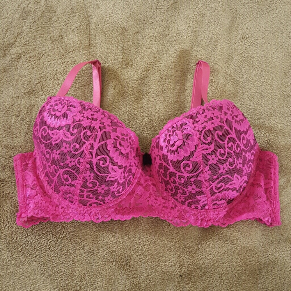 Hot pink lace bra 34C