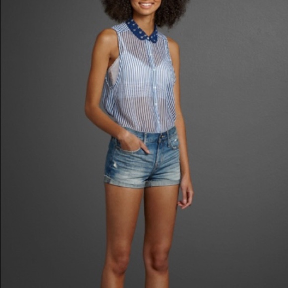 A&F high rise cuff denim shorts