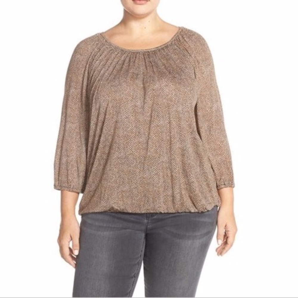 Michael Kors Printed Peasant Top Plus Size 2X NEW