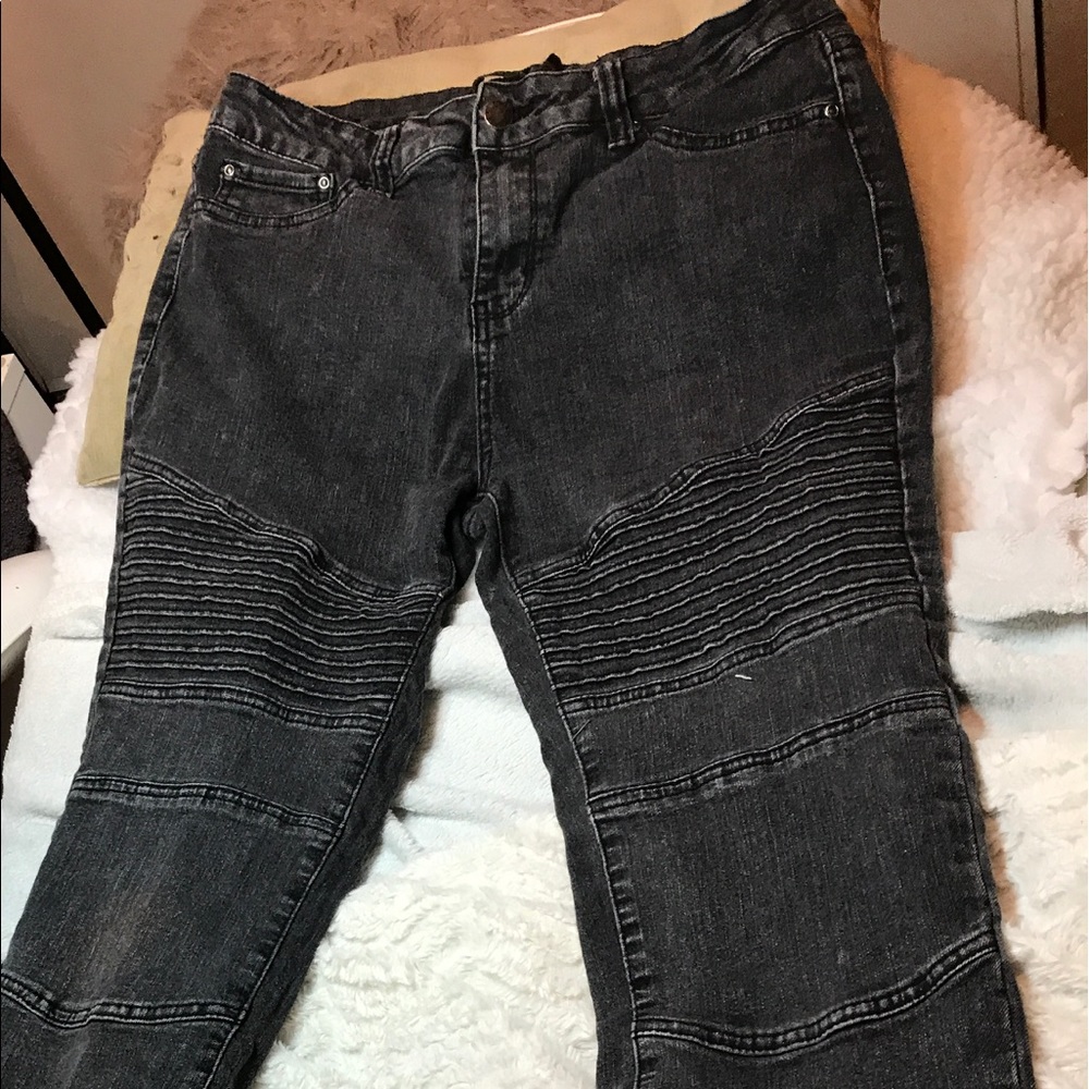 Moto style dark gray jeans
