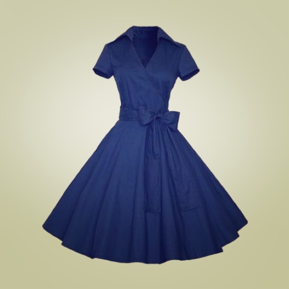 Navy blue vintage bow dress