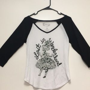 Alice in wonderland 3/4 sleeve baseball tee