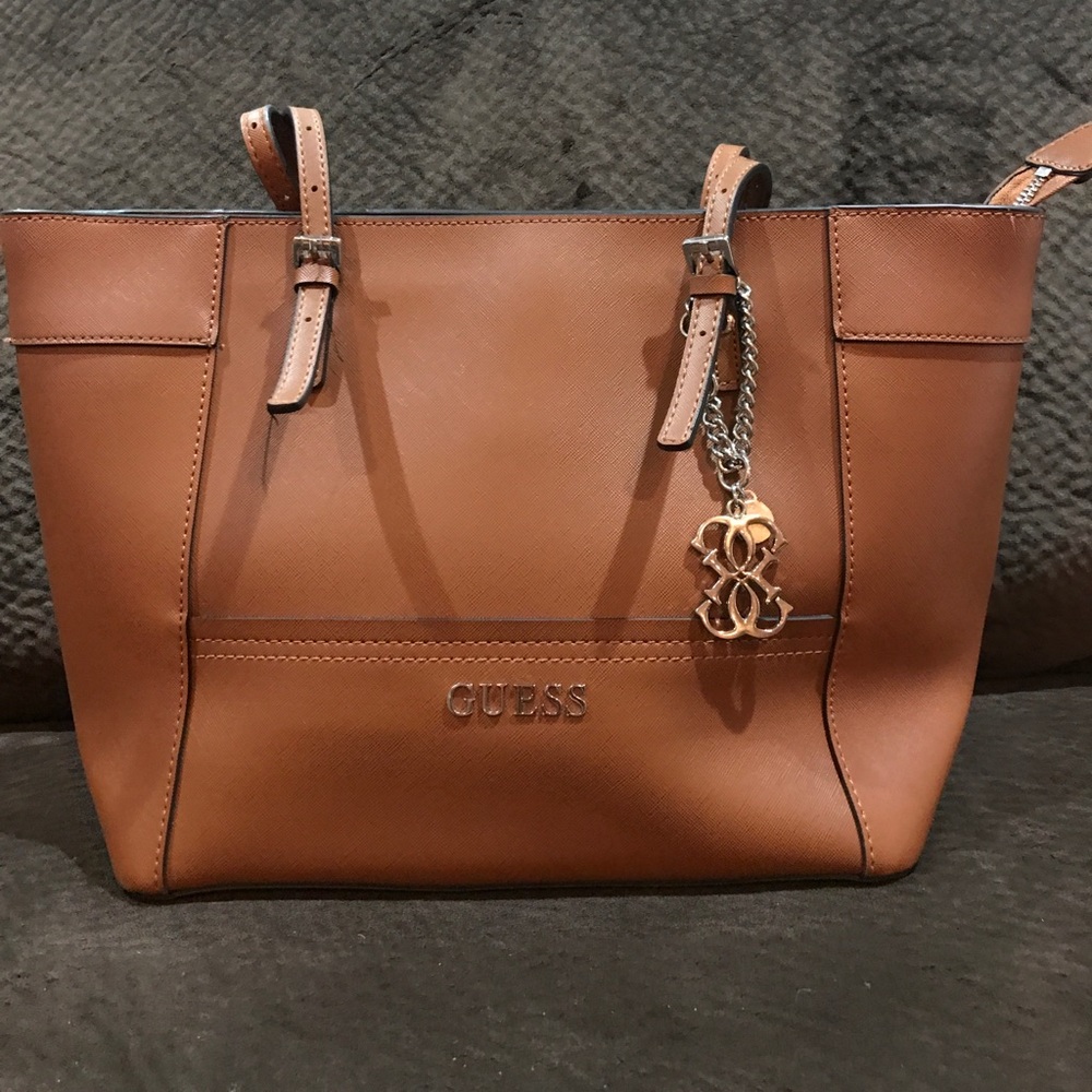 Brown leather Guess tote
