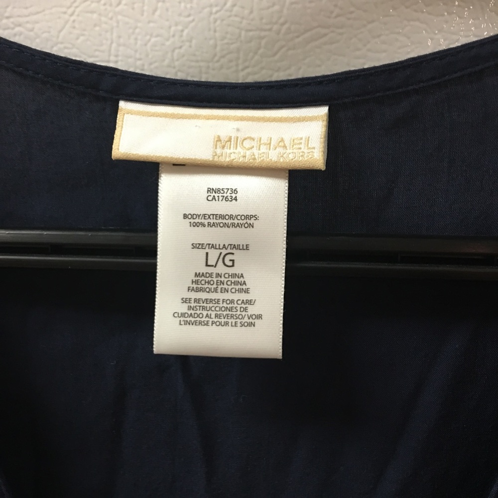 Mk women navy blue long sleeve blouse with zipper