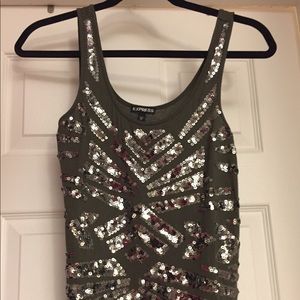 Olive Green Sequenced Top