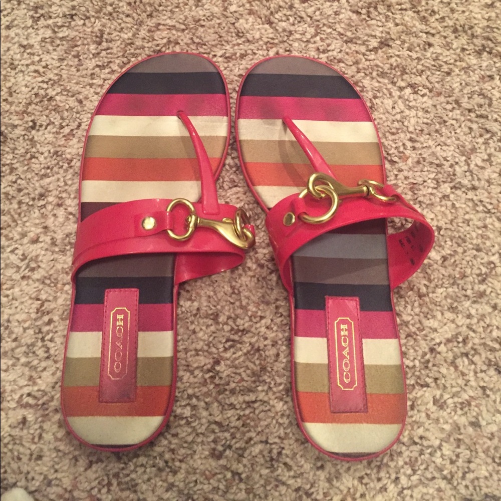 Hot pink Coach sandals